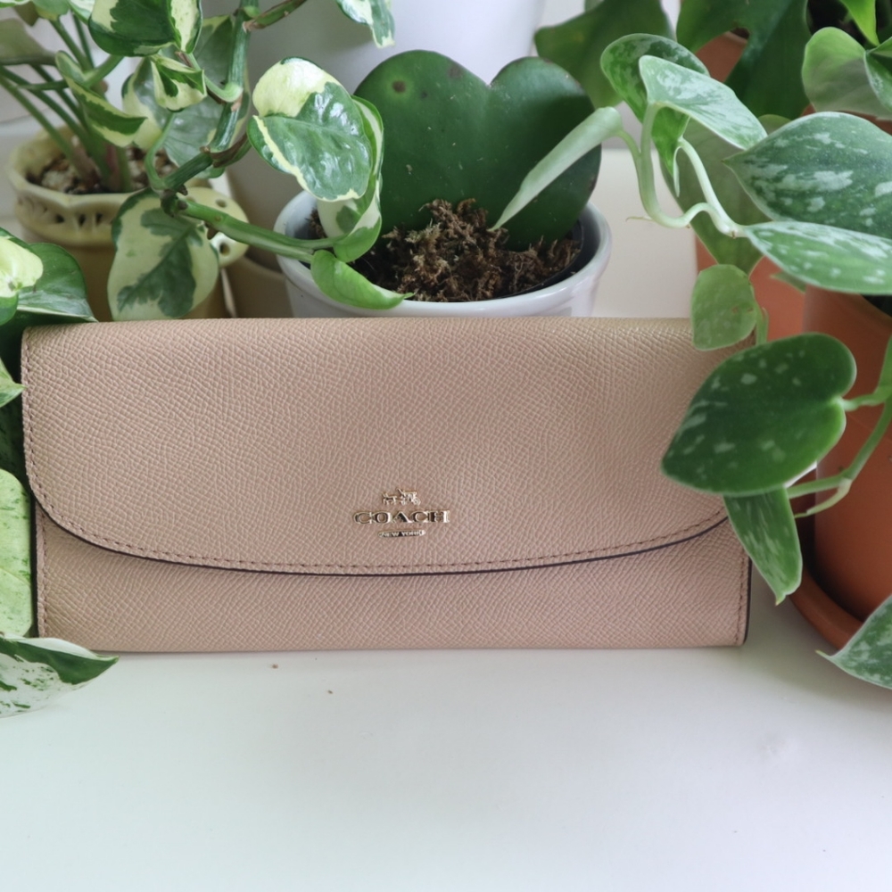 Coach nude pink leather soft wallet NWT